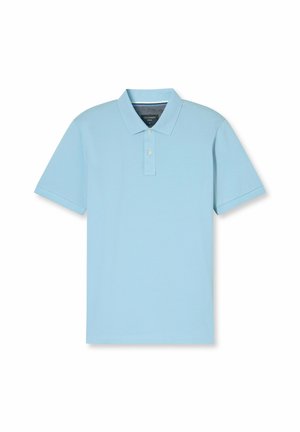 Polo shirt bleu clair en coton doux. Présente un col classique avec trois boutons, des manches courtes et un ourlet droit.
