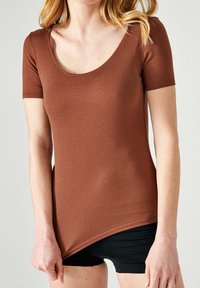 Damart MANCHES COURTES INVISIBLE THERMOLACTYL - T-shirt basic - chocolat