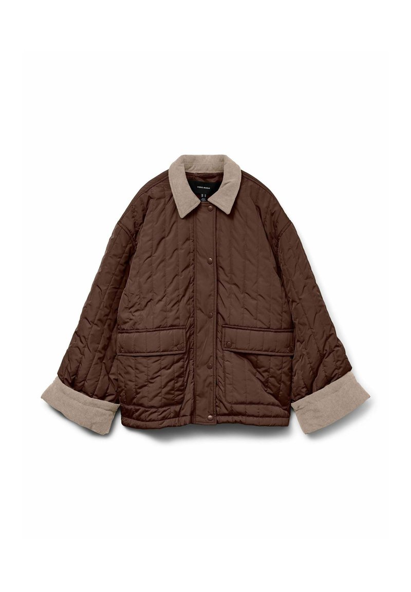 Vero Moda HARPER - Imitatieleren jas - chocolate torte