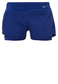 Siniset Nike-housut, joissa kerroksellinen muotoilu ja teksturoitu kuvio. Valmistettu kevyestä materiaalista, niissä on joustava vyötärönauha mukavuutta varten.