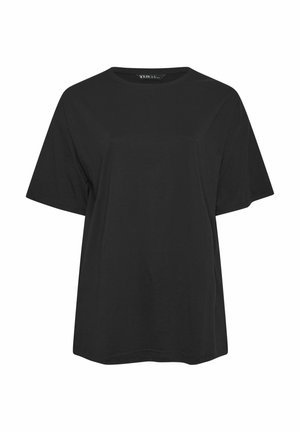 Zwart t-shirt met losse pasvorm en korte mouwen, ronde halslijn, effen design en label aan de binnenkant van de kraag.