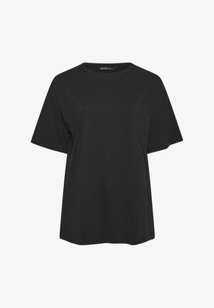 Zwart t-shirt met losse pasvorm en korte mouwen, ronde halslijn, effen design en label aan de binnenkant van de kraag.