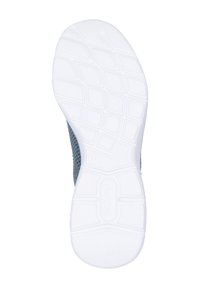 Haut de chaussure de sport gris avec un design en mesh respirant ; semelle en caoutchouc texturé blanche avec un motif de semelle pour l'adhérence. Taille 37.