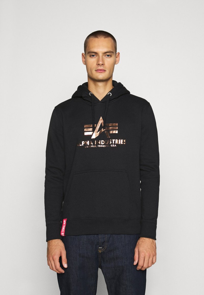 Alpha Industries - HOODY FOIL PRINT - Hoodie - black/gold, Vergroten