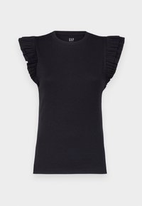 GAP RIBBED RUFFLE - Top - true black/black - Zalando