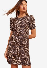 Friends Like These SHORT PUFF SLEEVE MINI  - Kotelomekko - brown animal