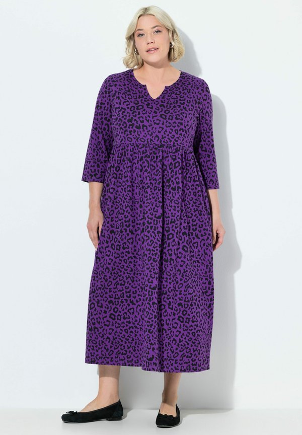 LEOPARD EMPIRE A-LINE POCKET - Jerseykleid - purple