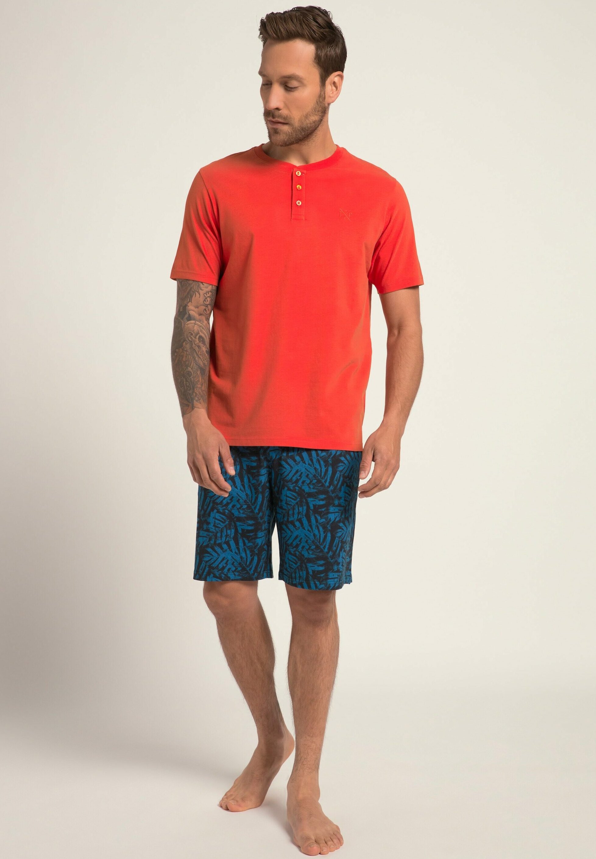 JP 1880 Pigiama Uomo 2 Pezzi A Righe, Nero, Taglie Forti Fino A 5XL - 6