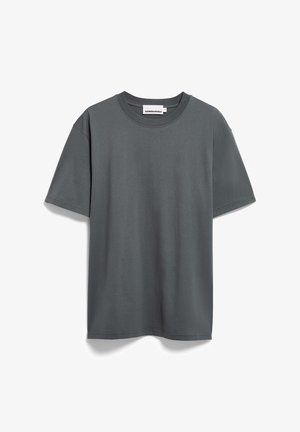 Grijs katoenen T-shirt met een ronde hals, korte mouwen en een comfortabele pasvorm. Geen zichtbare patronen of details. Soepele textuur.