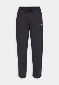Černé tepláky z měkké tkaniny s elastickým pasem a stahovací šňůrkou. Na levé stehně se nachází malé bílé logo Nike.