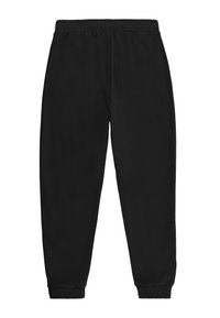 Schwarze Sweatpants aus weichem Material mit elastischem Bund, schmal zulaufenden Säumen und glatter Textur; keine sichtbaren Logos oder Muster.
