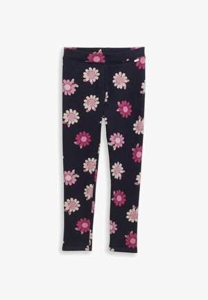 Marineleggings met een bloemenpatroon met roze en crèmekleurige bloemen. Zachte stof, aansluitend ontwerp en een comfortabele elastische tailleband.