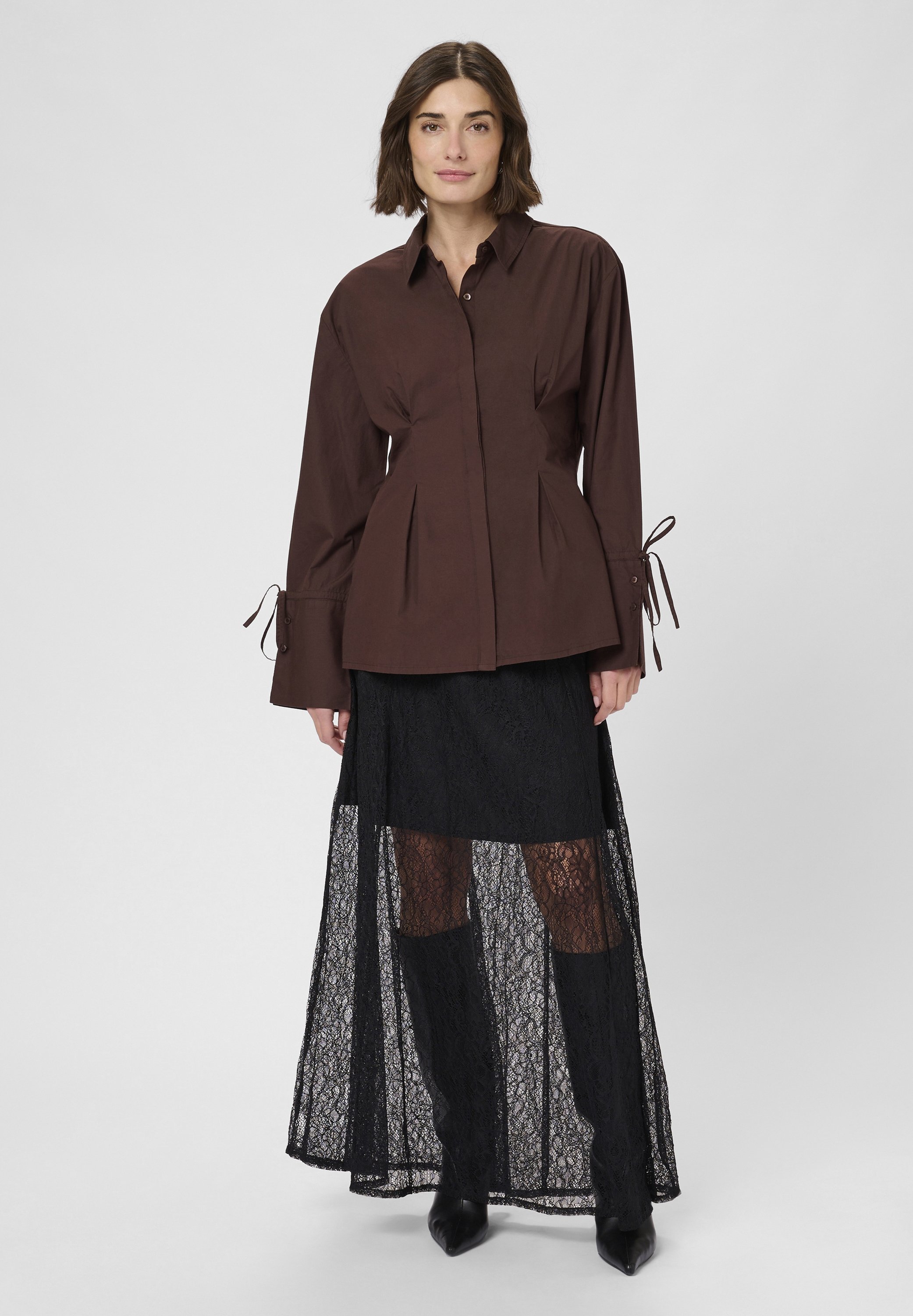 Culture ALLISON OLENA FITTED - Button-down blouse - coffee bean