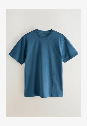Korte mouwen t-shirt in een donkere teal kleur, gemaakt van zachte katoen. Heeft een ronde halslijn en een reguliere pasvorm zonder zichtbare patronen of accenten.