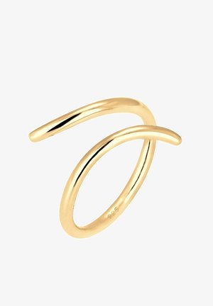 Bague spirale ouverte couleur or avec surface lisse et polie, marquée "925" indiquant une base en argent sterling.