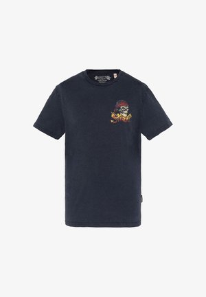 Schott, BIKER T-SHIRT, SLUB YARN - T-Shirt print - noir délavé