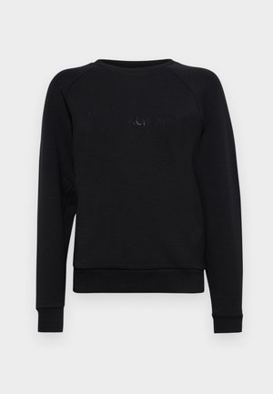 Felpa nera con maniche raglan lunghe, polsini e orlo a costine, che presenta un logo leggermente testurizzato sul davanti. Tessuto in morbida miscela di cotone.