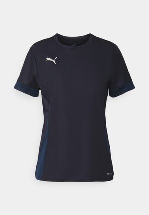 Marineidretts t-skjorte laget av pustende materiale, med kortermede ermer, rund hals og kontrasterende mørkeblå detaljer. Puma-logo på brystet.
