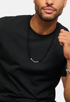 THOMAS SABO, KETTE OBSIDIAN MIT TOTENKOPF UND KREUZEN UNISEX - Collana - silberfarben schwarz