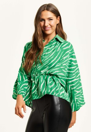 ZEBRA PRINT WITH LONG SLEEVES AND TIE WAIST - Button-down blouse - green