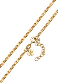 Collier en or avec des maillons entrelacés, doté d'un fermoir et d'une chaîne d'extension. Comprend une petite étiquette circulaire gravée avec "Elli."