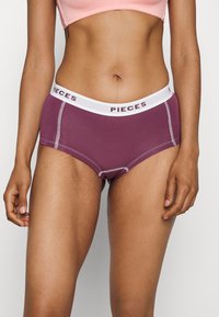 Pieces PCLOGO LADY 4 PACK - Calças - grape wine/black/bright white/rose violet