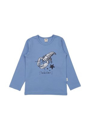 Light blue long-sleeve shirt with a lobster and starfish graphic and the word "lobstar" printed on the front.