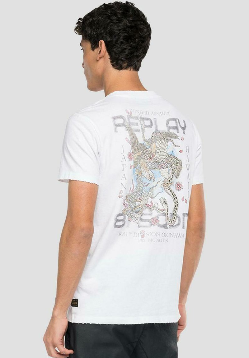 Herren T-Shirts basic | Replay HAWAII T-Shirt print white/weiß - DT44851 Herren T-Shirts basic | Replay HAWAII T-Shirt print white/weiß - DT44851