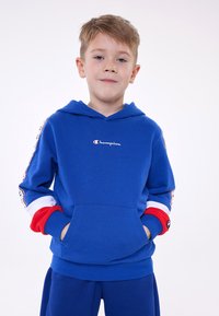 Champion RETRO SPORT TAPE HOODED UNISEX - Sweat à capuche - blue/white