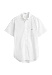 Chemise blanche à manches courtes avec boutons, col et poche poitrine avec un petit logo brodé.