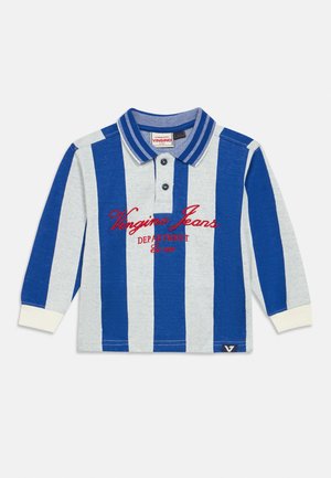 Polo majica dugih rukava u plavim i sivoj prugama, s kragnom, kopčanjem na dugmiće i vezanom oznakom "Vingino Jeans".