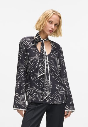 FAN PRINT - Bluse - linear fan black