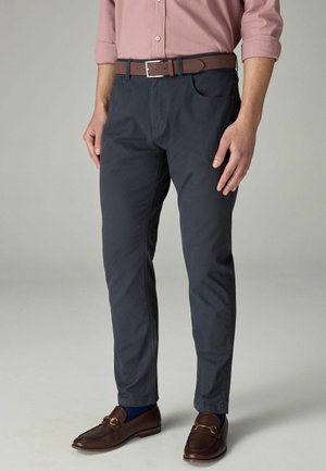 Next BELTED PRINTED STYLE SLIM FIT - Stoffhose - navy blue