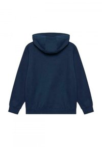 Felpa blu navy con cappuccio regolabile, maniche lunghe e polsini e orlo a costine. Tessuto morbido in un colore uniforme e senza loghi visibili.