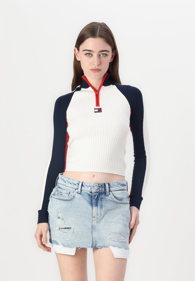 Tommy Jeans COLOR BLOCK - Striktrøje - ancient white/multi