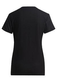 T-shirt sportivo nero a maniche corte, in tessuto tessurizzato con un sottile motivo a nido d'ape, colletto rotondo e vestibilità rilassata.
