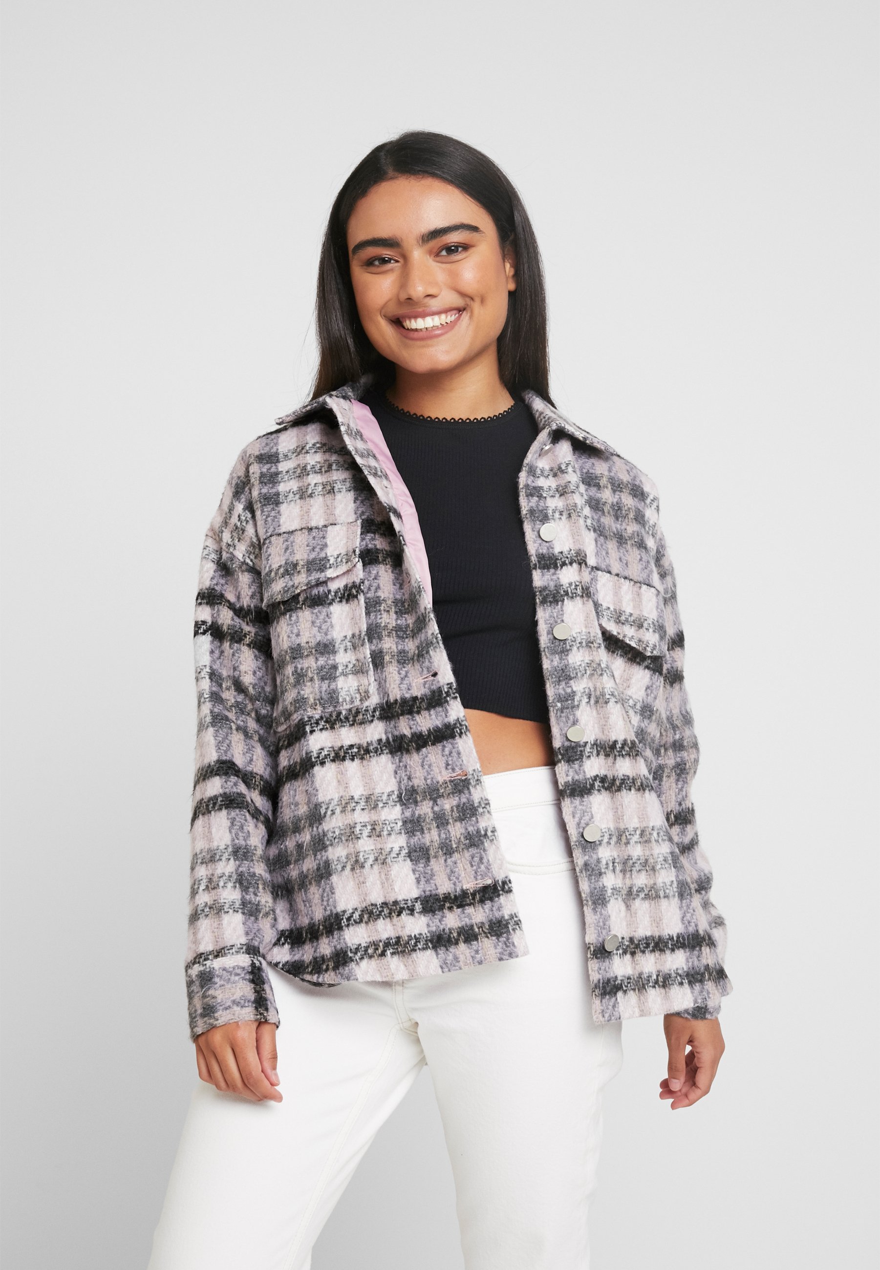 checked trucker jacket