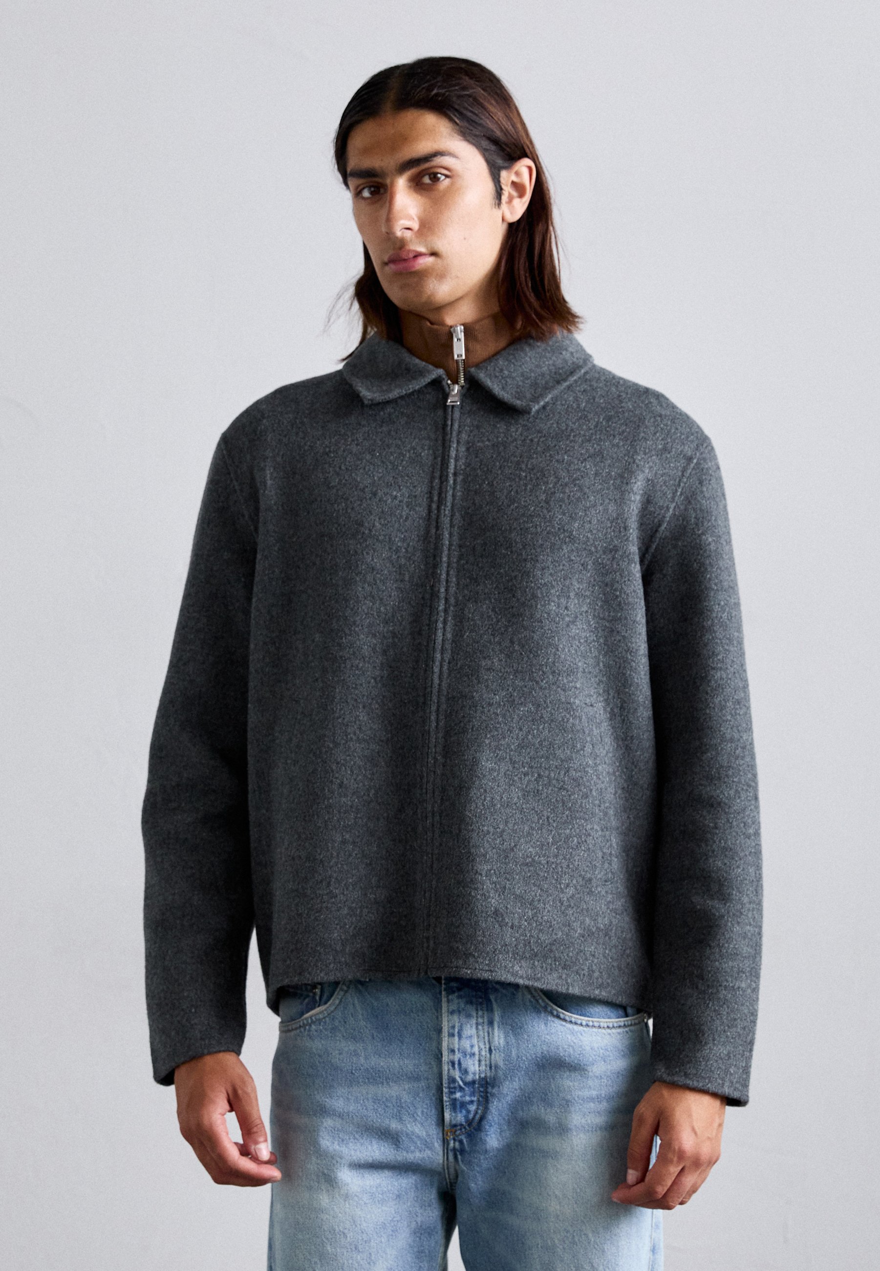 sandro JACKET DOUBLE FACE - Summer jacket - gris chine fonce 
