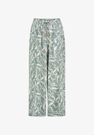GEMUSTERTE MIT KORDELZUG UND WEITEM BEIN - Trousers - grün