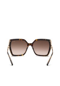 Lunettes de soleil carrées oversize avec monture écaille et verres marron dégradés, vues de face sur fond blanc.