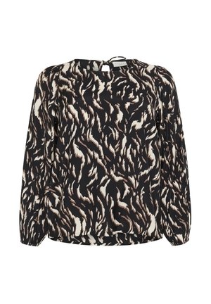 Kaffe Curve MILINA  - Blúzka - black brown graphic animal