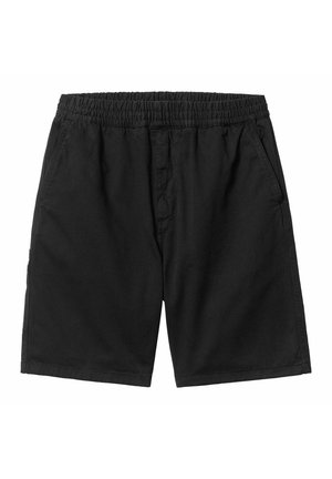 Zwarte casual shorts met een elastische tailleband en zijzakken, knielengte, gemaakt van een zachte, lichte stof.