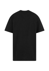 Sort bomulds t-shirt med afslappet pasform, korte ærmer og klassisk rund halsudskæring. Ingen synlige logoer eller mønstre. Glat tekstur.