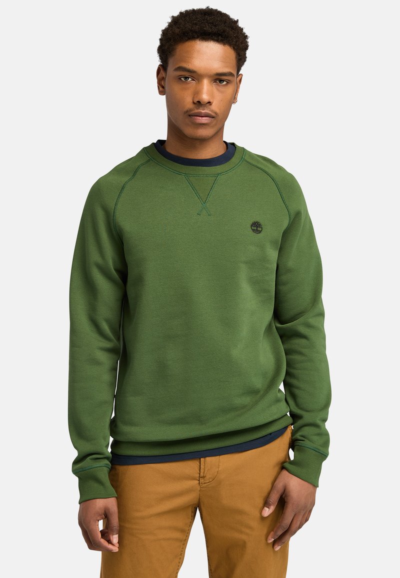 Giovane uomo con capelli ricci corti, che indossa una felpa verde oliva e pantaloni marroni, in piedi davanti a uno sfondo chiaro uniforme.