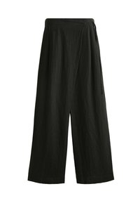 LINEN WIDE STRAIGHT-LEG WITH WRAP SARONG - Nadrágok - black