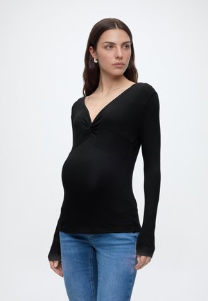 ONLY MATERNITY OLMLOA V NECK KNOT  - Μπλούζα με μακριά μανίκια - black