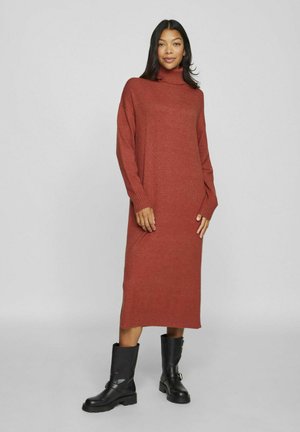 VIRIL ROLL NECK MIDI - NOOS - Gebreide jurk - burnt henna