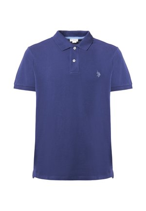 Polo a maniche corte in cotone blu navy. Caratterizzato da un colletto classico, patta con due bottoni e logo ricamato sul petto. Texture liscia.