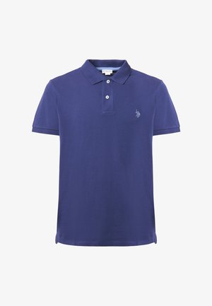 Polo a maniche corte in cotone blu navy. Caratterizzato da un colletto classico, patta con due bottoni e logo ricamato sul petto. Texture liscia.