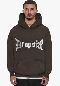 Dropsize - SUPER HEAVY MIDDLE EMBO - Hoodie - washed black white Miniatuurafbeelding 1